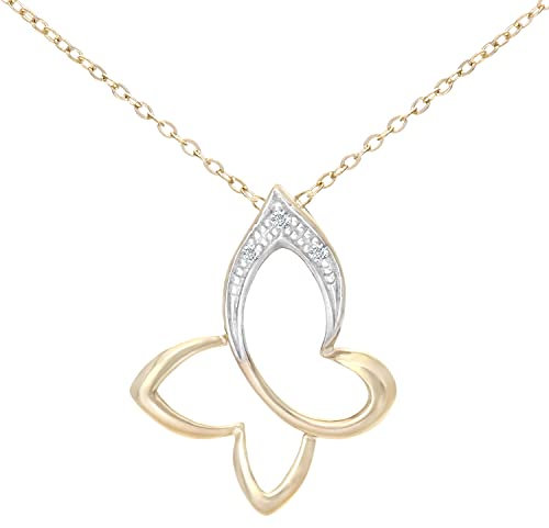Elegano 9ct Yellow Gold Necklace – Diamond Butterfly Women’s Necklace
