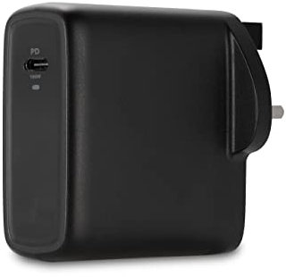 Kensington 100W USB-C GaN Power Adapter, Compact Portable High-Speed Power Supply with 2m Cable, Compatible with MacBooks, iPads, Surface Devices & More (K33821UK)