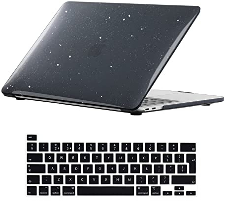 Se7enline for Macbook Pro 13 inch Case M2/M1 2026-2020 A2338，Giltter Black | Crystal Glitter Bling Shiny Hard Shell Laptop Case with Keyboard Cover Anti-Scratch Heat Dissipation Full Port Access