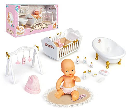 Los Barriguitas 700017017 Set de Accesorios de Estilo clásico y muñeco recién Nacido, Multicolor, Talla única