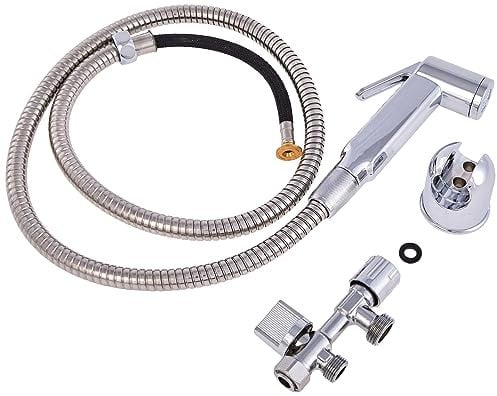 Rousseau Kit Douchette WC, Kit Hygiène complet pour WC en ABS avec Douchette, Support et Robinet 3 voies, Chromé