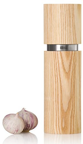 AdHoc MP472 Pfeffer- | Salzmühle Textura, CeraCut® Keramik Mahlwerk, Eschenholz sandgestrahlt, hell|Edelstahl