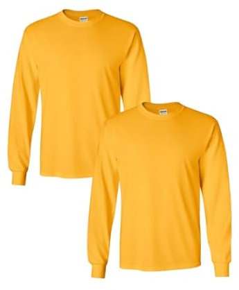Gildan Men's Ultra Cotton Long Sleeve T-Shirt, Style G2400, Multipack, Gold (2-pack), Medium