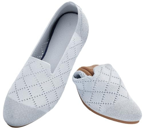 Puxowe Bailarinas Mujer Cómodas - Zapatos Elegantes Slip-On de Punto Ballerina para Mujer 36 EU Light Gray