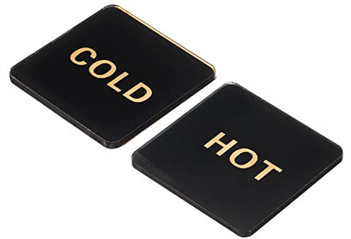 PATIKIL 10Pack Selbstklebend Heiß/Kaltwasser Etikett Acryl Quadrat Schwarz/Golden