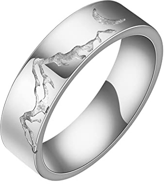 QIAMNI Edelstahl graviert Hannya Maske Versprechen Ring Japanisches Gesicht Oni Maske Ehering Schmuck für Männer und Frauen (Silver11)