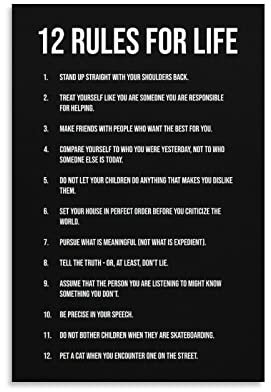 QINGYUAN Poster 12 Rules for Life Success, positive, motivierende, inspirierende Zitate, Leinwand, Geschenke, Bild, Malerei, Poster, Raumdekoration, Heimdekoration, 60 x 90 cm