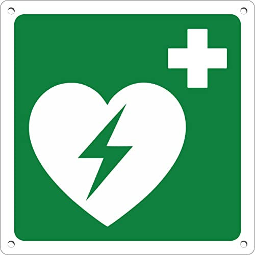 pubblimania Defibrillatore - Cartello di emergenza e sicurezza in alluminio metallo 3 mm di spessore (Cm 20x20) (Defibrillatore)