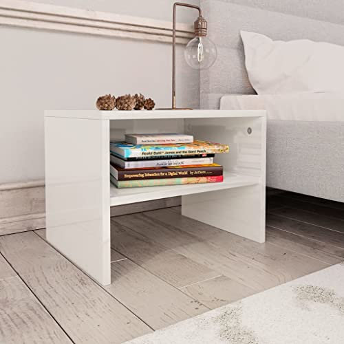 Yumeng Nachttische 2 STK Nachtschrank, Nachtkästchen, Nachtkommode, Bedside Table, Nacht Tisch, Hochglanz-Weiß 40 x 30 x 30 cm Spanplatte
