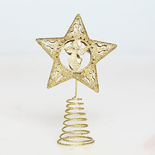 PERZOE Glitzer-Stern-Weihnachtsbaumspitze Mini-Weihnachtsbaum-Sternspitze für kleine Weihnachtsbaumdekoration 6#