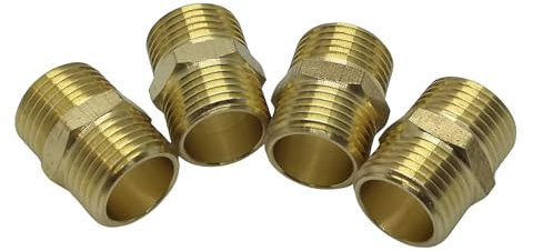 4er Set Messing Doppelnippel, 1/2 Zoll Außengewinde, robuste und langlebige Verbindungsteile für Rohrleitungen, ideal für Sanitär- und Heimwerkerprojekte