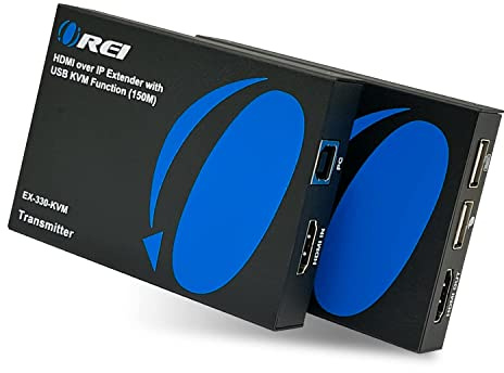 OREI KVM Over IP HDMI Extender Over LAN, Single CAT5e/CAT6A/CAT7 Cable Output1080p PC Control - Up to 330 Ft - Remote Keyboard Mouse USB Control - Over Home Network