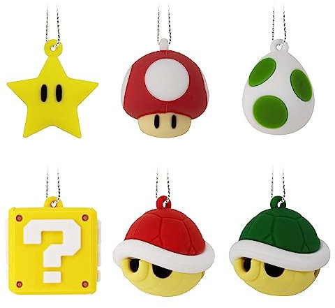 Hallmark Nintendo Super Mario 2,5 cm Miniatur-Weihnachtsschmuck, 6 Stück, bruchsicher