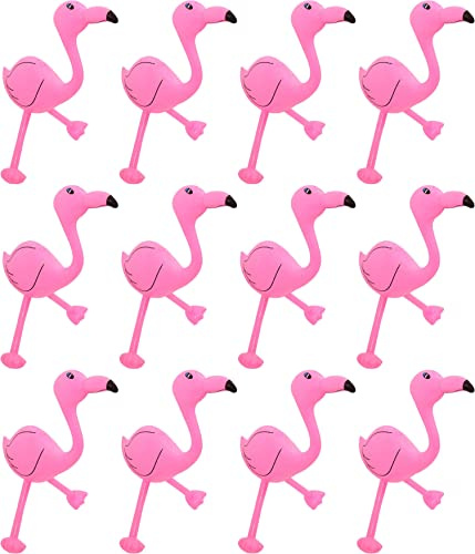 Quickdraw 12 x Inflatable Flamingo Large Pink 64cm Blow up Safari Jungle Party Decorations Pool Toy Novelty Prop Flamingos Accessory