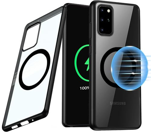 Guizzcg für Samsung Galaxy S20 Plus Hülle,Kompatibel mit Mag-Safe,Slim Handyhülle Clear Case stoßfest sturzsicher Schutzhülle - Schwarz