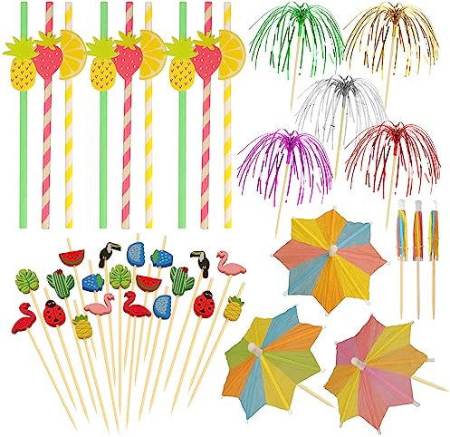 160 Stück Cocktail Deko Cocktail Zubehör Cocktail Schirmchen Strohhalme Cocktail Picks Cocktail Feuerwerk Sticks Cocktail Dekoration Für Cocktail Getränke Obst Hochzeitsbankett Partydekoration