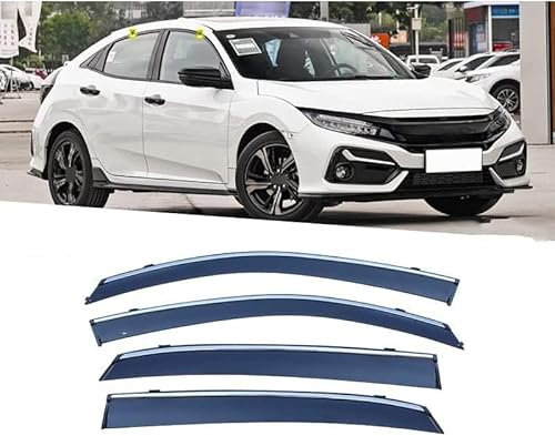 BURIL 4 StüCk Auto Windabweiser für H-onda Civic Hatchback 2016-2021, Autofenster Regenschutz Sonnenschutz Regenabweiser Anklebbare Deflektoren Guard Zubehör
