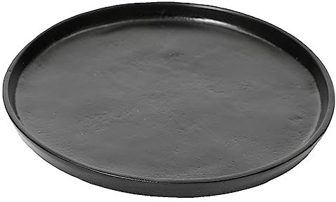 Magie di Natale Vassoio Decorativo Tondo Natalizio in Alluminio (Ø 35 cm, Nero)