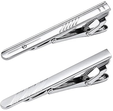 ACYDSR 2 Pièce Pince à Cravate Homme, Pinces à Cravate Classiques, Pince à Cravate Minimaliste en Métal, Pinces à Cravate pour Mariage d'affaires, pour Saint Valentin, Anniversaire, FêTe, RéUnion