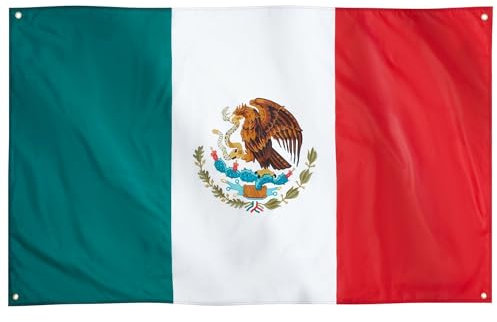 Runesol Bandera de México, 91x152cm, 3ft x 5ft, 4 Ojales, La Tricolor, Estados Unidos Mexicanos, Día de la Constitución, Exterior