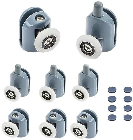 Amindz 8 Set Rulli Per Porta Doccia, Cuscinetti Box Doccia, 25 mm Rotelle Box Doccia, Rotelle Box Doccia Universali,Rulli Doccia per La Porta Scorrevole Della Doccia (4 Rulli Superiori e 4 Inferiori)