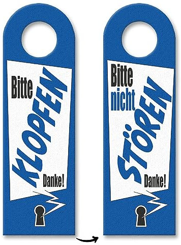 Bitte nicht stören oder klopfen Türhänger 10er Set mit Schlüsselloch Motiv in blau als praktisches Türschild für Menschen die nicht gestört werden wollen wenn sie am arbeiten sind