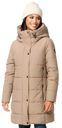 MARIKOO Damen Winterjacke Stepp Winter Jacke Übergang Steppjacke lang warm Kapuze B987