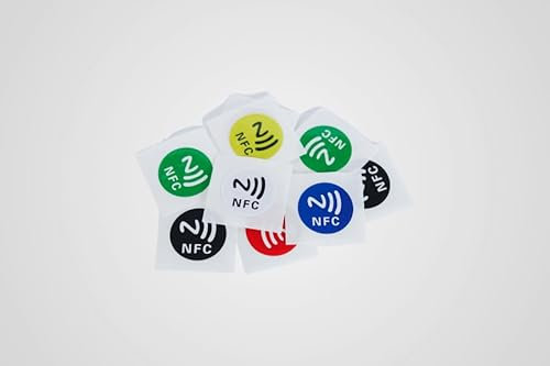NFCW - 12 Stück NFC Sticker für Metall - NTAG213 - NFC Chip 144 Byte Memory - NFC Tag Sticker - NFC Aufkleber - Kompatibel mit Iphone iOS und Android Smartphone Apps