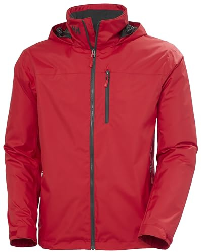 Helly-Hansen Crew Hooded Midlayer 2.0 Waterproof Jackets for Men with Insulated Windproof Sailing Fabric and Packable Hood, 162 Red - XL