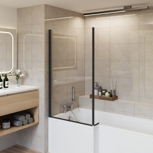 Aquariss Paroi de douche pivotante à double panneau pivotant de 6 mm - 800 x 1400 mm - Noir