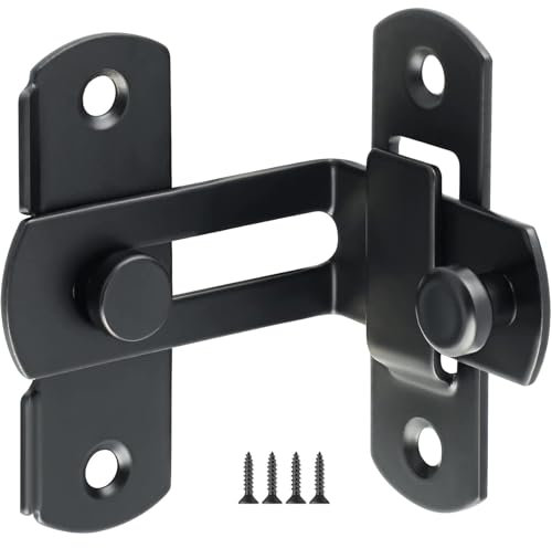 1 Serrure de Porte de Grange à Angle Droit, Angle Droit Serrure de Porte, Porte De Grange Serrure Verrou de Pliage, pour Grange, Jardin, Porte de Fenêtre de Garage Extérieure (Noir)