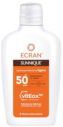 Ecran Sunnique - Protector Solar Corporal FPS50 Leche Ligera - 200 ml | Filtra UVA, UVB e infrarrojos con VitEox 80 y refuerza las defensas antioxidantes de la piel durante todo el día