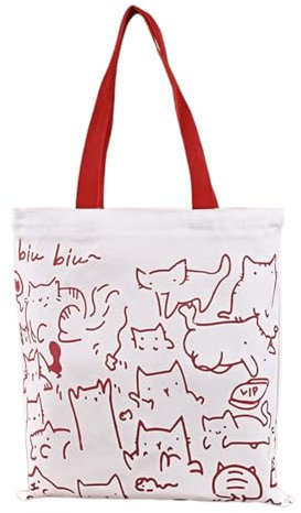 JRYXDS Bolso Tote de Lona Gato Bolso Bag con Cremallera de Playa para Mujer Con Tela Personalizadas Algodon para Bonita de la Compra Reutilizable Lavable y Plegable Regalo para Amantes de Los Gatos