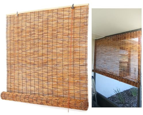 Bambus Rollo Outdoor Wetterfest Bambusrollo für Außen Jalousien Lichtfilter Bambus Raffrollo Schilf Vorhang 90x200cm 120x160cm 100x140cm Rollo Bambus für Balkon Garten ( Size : 110cm Breit x 150cm Hoc