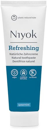 Niyok® Refreshing Zahnpasta Spearmint (75ml) • Remineralisierende Zahnpasta für gesunde Zähne • Natürlich sanfte Pflege & Frische • Plastikreduzierte Tube • Ohne Fluorid & Vegan