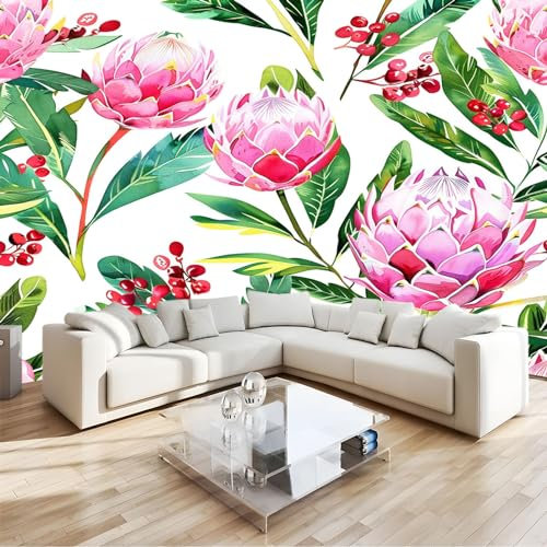 Fotomural fruta de flor roja Fotomural Pared, 250x175 cm Papel Pintado 3D, Fotomurales Decoración de Comedores Moderna Lana Sala Cuarto Salón