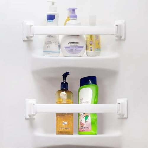 Barre de rangement d'angle de douche pour camping-car - Barre réglable en acier inoxydable pour étagères d'angle dans le camping-car (2)