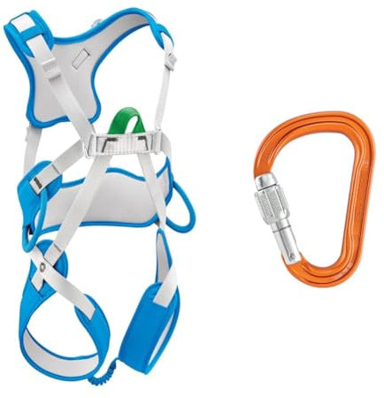 PETZL - Gurt OUISTITI - Unisex, Blau, Einheitsgröße & Screw-Lock Karabiner ATTACHE - Unisex, Orange, Einheitsgröße