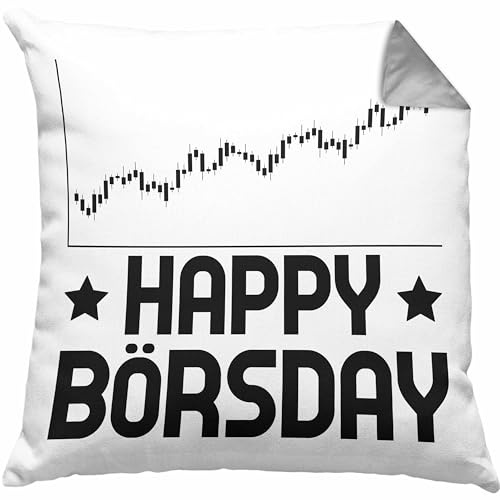 Trendation Aktien Trader Kissen mit Füllung 40x40 Geschenk Geburtstag Happy Börsday Stock Market Börse Handeln Geburtstag (Grau)