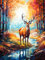 Zariocy 5D Diamond Painting Kits Cerf, DIY Peinture avec Diamant Art Paysage D'automne Cristal Diamant Broderie Peintures Arts Artisanat pour Home Office Décoration Murale 30x40 cm
