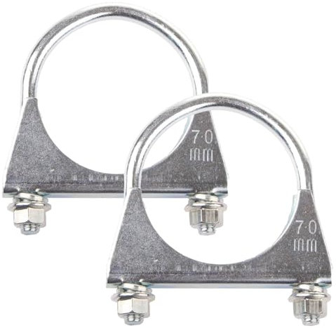 2 Pcs 70mm Exhaust Clamp, Heavy Duty Exhaust Clamps U Clamps, Special Clamp for Exhaust Pipe U-Shaped Galvanized Pipe Clamp, Exhaust U Bolts for 70mm Diameter Exhaust Tail Pipe Clamps