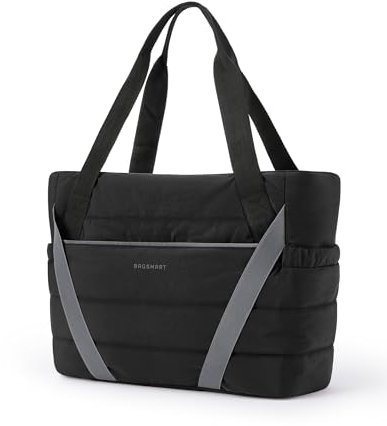 bagsmart Yoga Mat Bag, Gym Tote Bag with Multi Pockets for Women Sport Pilates Tote with Wash Pocket for Fitness Office Daily Travel, Black