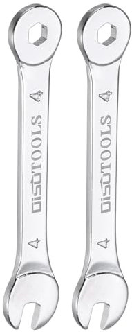 sourcing map 2Pcs Thin Combination Wrench Metrics 4mm 6-Point Ended Box 15 Degree Offset Open End CR-V Chrome Plated Steel, Silver