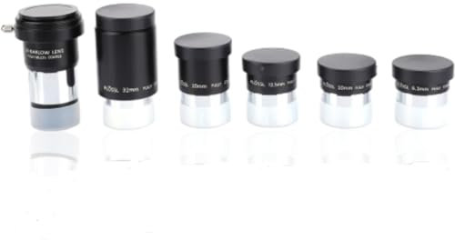 Plossl Eyepiece Set,2X Telescope Barlow Lens Plossl 6.3mm/10mm/12.5mm/20mm/mm Eyepieces,1.25 Inch Interface M42x0.75mm Thread