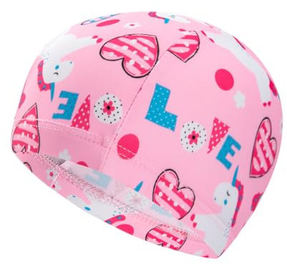 WBZOWRB Cuffia Piscina Bambina, Cuffie da Nuoto,Cuffie da Nuoto per Ragazzi e Ragazze di 2-12 Anni, Cotone Elasticizzato Morbido e Confortevole, Adatto per Capelli Lunghi e Corti, 1 pezzo