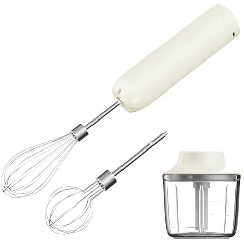 Batteur Électrique Cuisine, Batteur Électrique Sans Fil Rechargeable, Fouet Électrique et Mixeur Plongeant pour Hachage, Éminçage et Purée, Hachoir Mini Électrique 4 Vitesses, 300ML