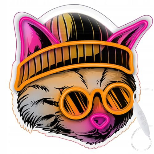 FOREVER Light LED Neon ART Schild Träumerische Katze -Mehrfarbig Beleuchtung für Zuhause und Restaurants - Energiesparend Neon Schild USB - Perfekt Art LED Deko mit Helligkeitseinstellung