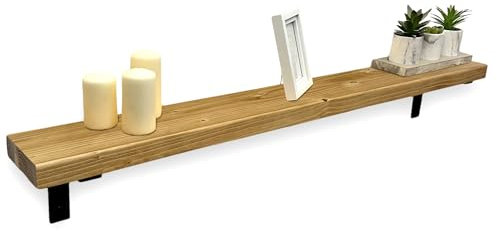 MKGT Handmade Solid Wood Radiator Shelf with Brackets | Rustic Slim Wall Shelf for Hallway Storage | Wooden Shelving (Rustic Pine, 130 cm)