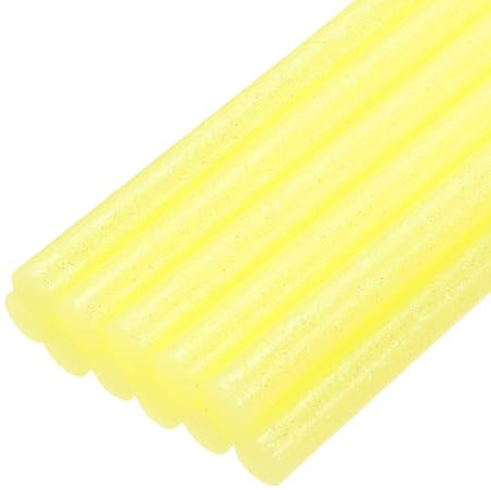 sourcing map Mini Hot Glue Sticks for Glue Gun 7mm x 100mm Glitter Light Yellow 12pcs