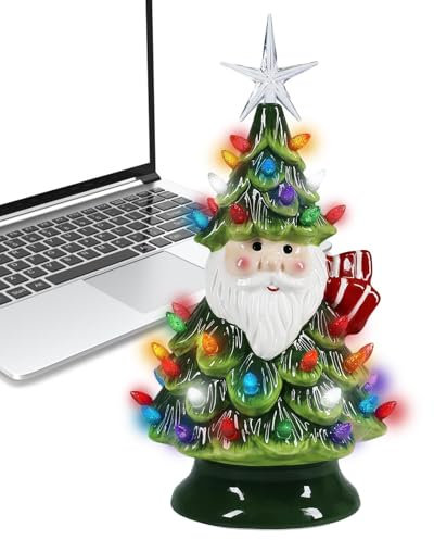 Luz de noche de árbol de Navidad vintage, árbol de Navidad de mesa,Lámpara linda del árbol de navidad del vintage de Papá Noel | Luces nocturnas navideñas de 16 cm/6,3 pulgadas, luz nocturna de árbol